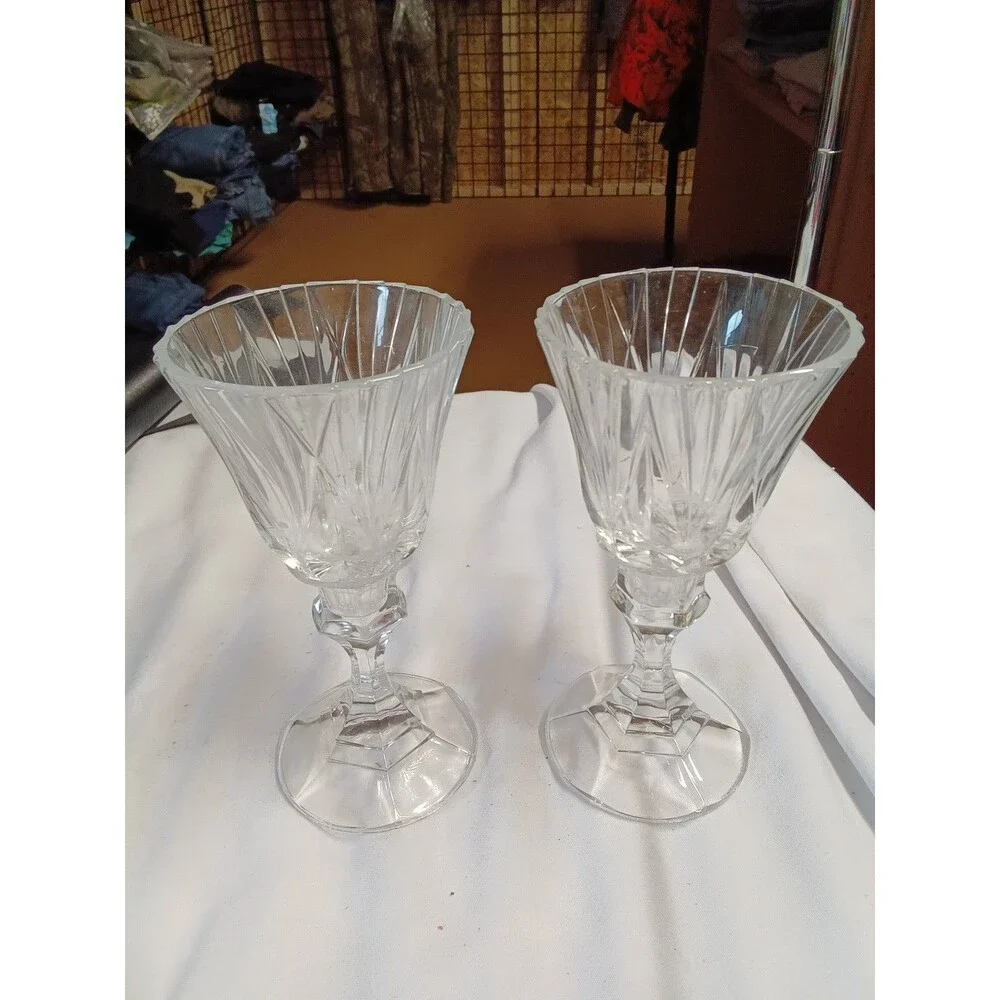 Vintage Crystal Wine Glasses Set of 2 - 25% Off with Bundle